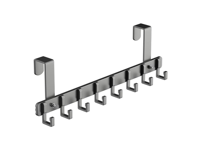  Crochet arrière de porte space aluminium 8 crochets en l derrière la noir  - Conforama A