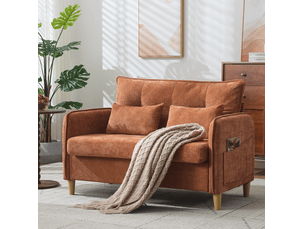 Canapé droit fixe VIVRYN  2 places Polyester marron