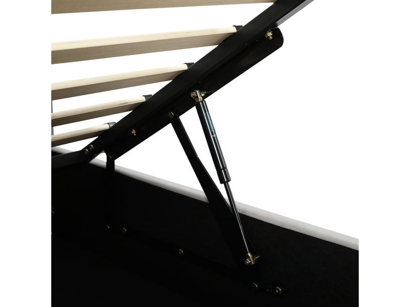  Lit coffre 90x200 cm, lit enfant avec sommier à lattes, poche de rangement au pied du lit, en velours, gris, sans matelas  - Conforama E