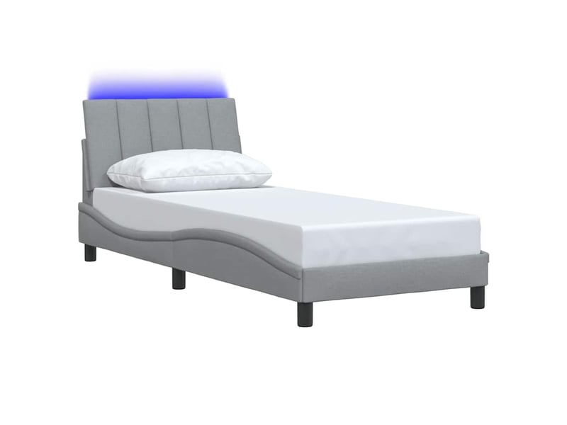  Lit simple- lit adulte -  cadre de lit sans matelas hanko gris clair 80x200 cm tissu  - Conforama D