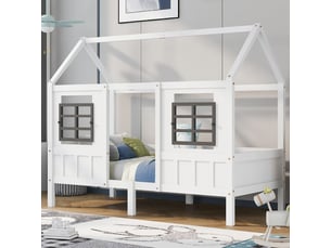 Lit cabane 90x200 cm SOGEU coloris blanc