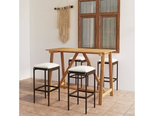 Ensemble de bar de jardin avec coussins 5 pcs marron