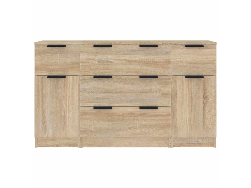  Ensemble de buffets 3 pcs - bahut - meuble de rangement chêne sonoma bois d'ingénierie  - Conforama E