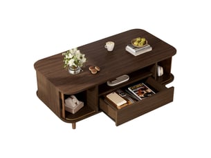 Table basse rectangulaire coloris bois foncé MODENUIT - 50 cmx100 cm