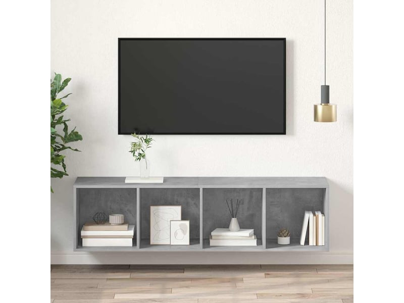  Meuble tv - banc tv - meuble de rangement mural gris béton 37x37x142,5 cm bois d’ingénierie  - Conforama B