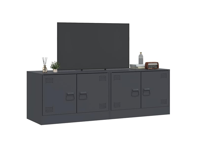  Lot de 2 meuble tv bas salon anthracite 67x39x44 cm acier shl26010  - Conforama D