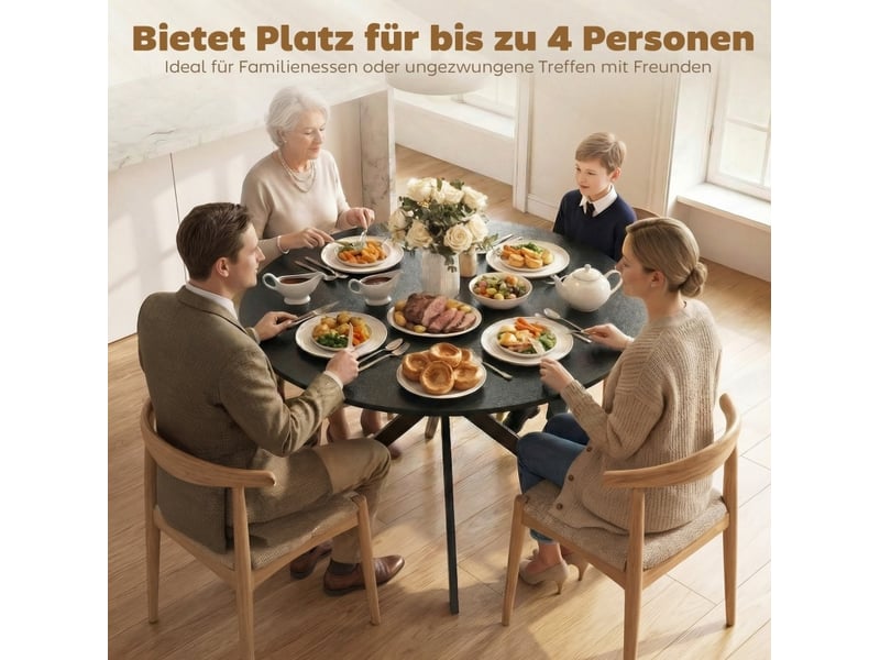  Table de salle à manger ronde pour 4 personnes avec pieds réglables en acier, industrielle noire, 100 × 100 × 75 cm  - Conforama E