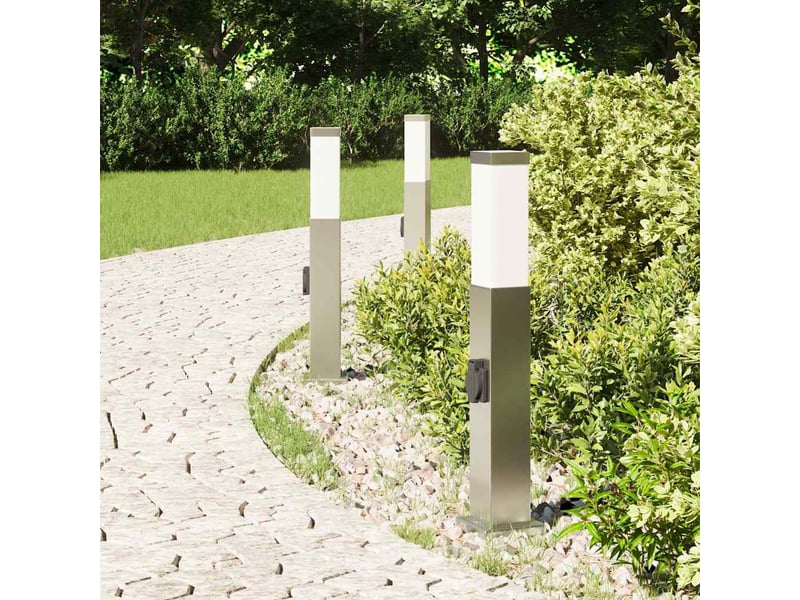  Lot de 3 borne lumineuse avec sortie 50 cm acier inoxydable ip44  - Conforama C