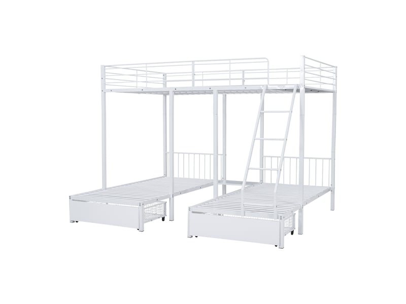 Lit superposé triple en métal blanc 246x206 cm - Conforama A