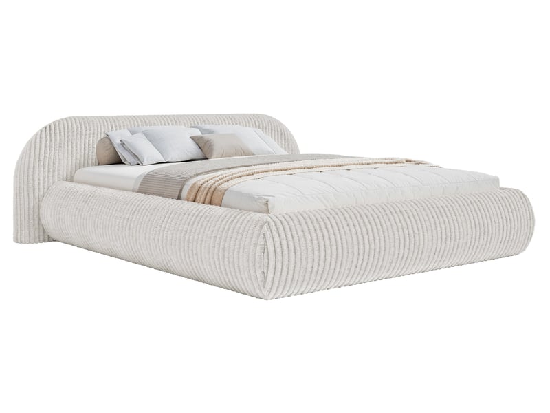  Selsey shels - lit rembourré - 200x200 cm - velours côtelé gris clair Shels Low - Conforama A
