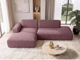 Canapé d'angle gauche fixe <strong>AX LIVING </strong> <strong>Didim Duo</strong> 5 places Tissu rose