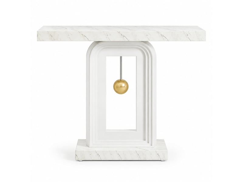  Table console étroite 100 x 30 x 82 cm blanche en mdf, pour entrée, salon et présentation de plantes  - Conforama A