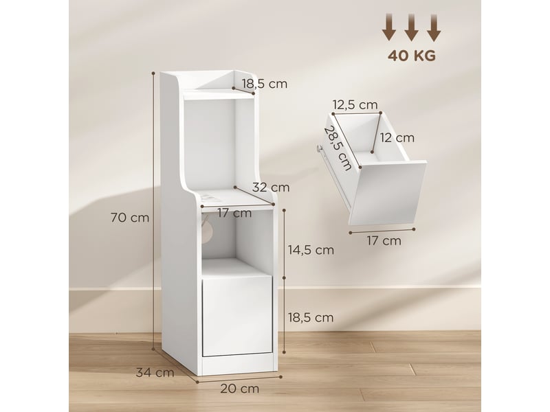  Lot de 2 tables de chevet avec station de charge, tables de nuit modernes avec tiroir, étagères ouvertes, blanc  - Conforama E