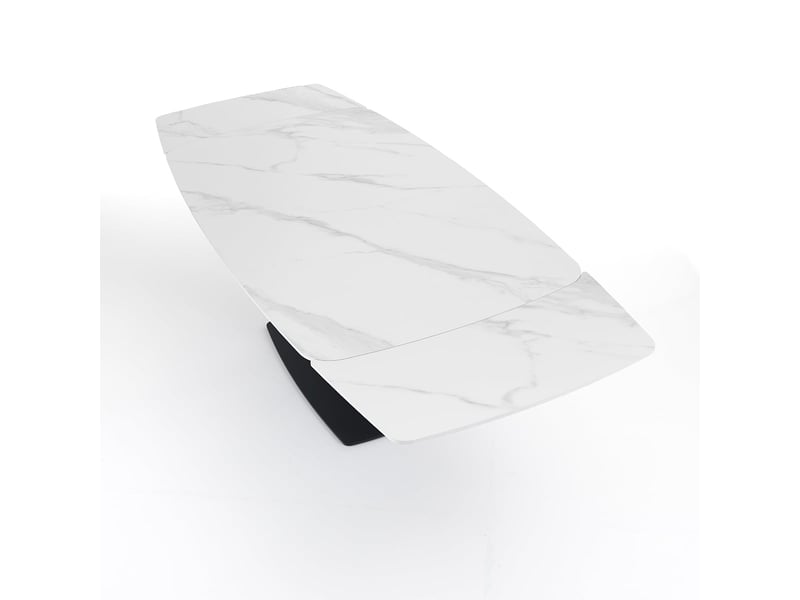 Table extensible en céramique effet marbre 90x160-230cm boyle marble - blanc - Conforama E