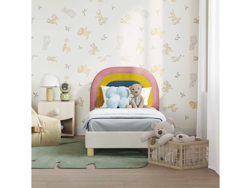Lit simple- lit adulte - cadre de lit pour tout-petit avec tête de lit crème 70 x 140 cm - Conforama B