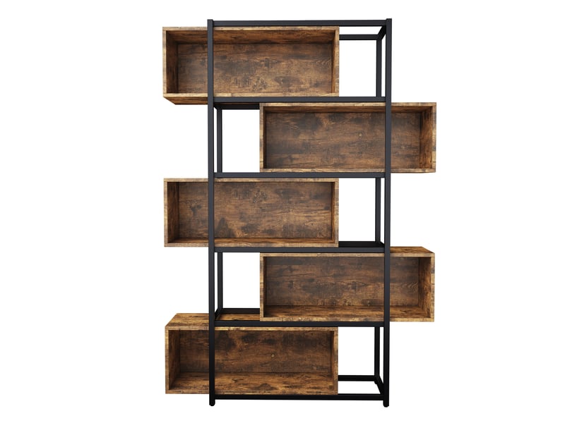  Bibliothèque 5 niveaux en mdf et acier marron et noir 121 x 35 x 176 cm  - Conforama A