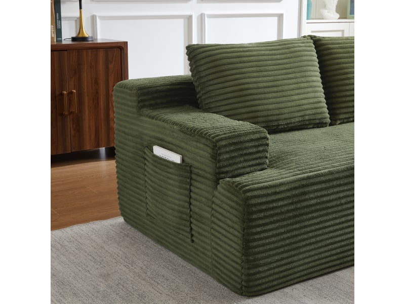  Canapé d’angle en l style nuage sans structure rigide – assise profonde, sans montage, 66×283×152 cm, vert  - Conforama E