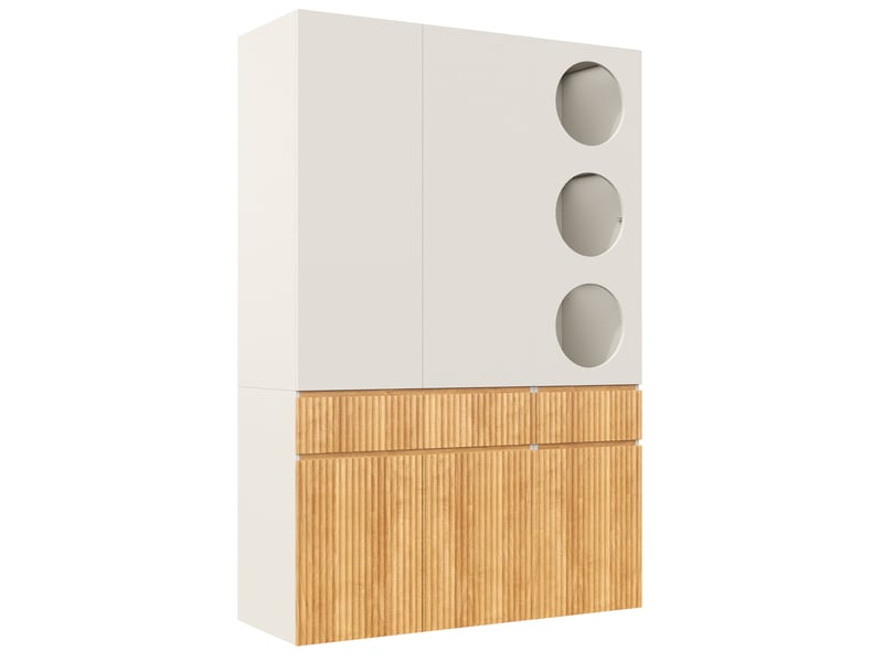 Armoire 6 portes 135 x 50 x 200 cm – gris clair et naturel – penderie, 2 tiroirs et rangements - Conforama D