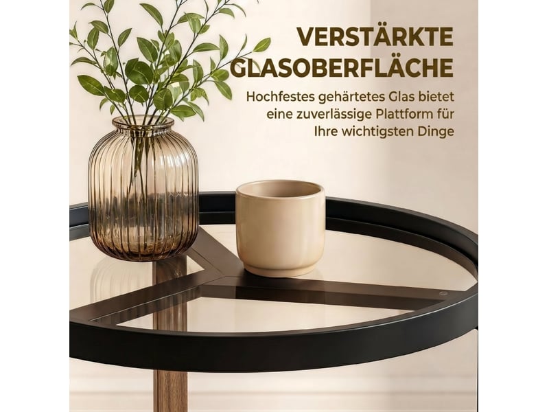  Table d'appoint ronde 45x45x50 cm plateau en verre trempé métal noir  - Conforama D