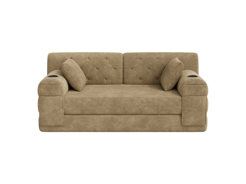  Canapé-lit 2 places convertible en velours kaki foncé 168×80×81cm  - Conforama A