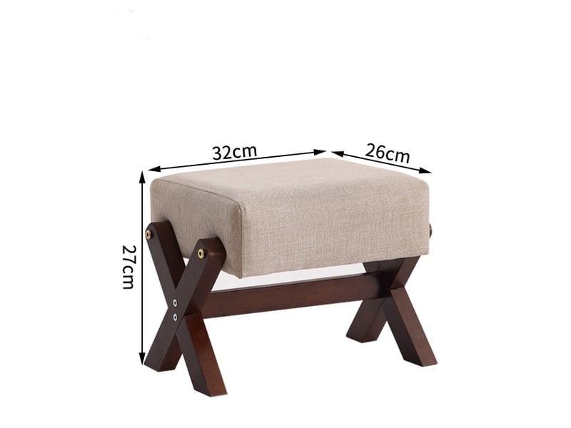  Repose-pieds avec assise rembourrée et pieds en bois beige  - Conforama B