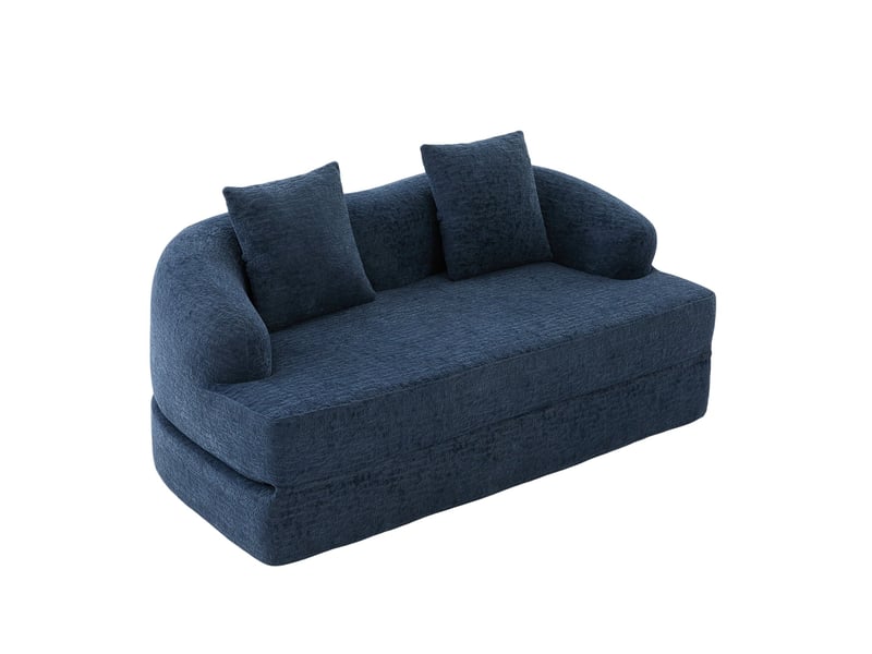  Canapé convertible 2 places 157*84*65 cm en chenille bleu marine chicfurn  - Conforama A