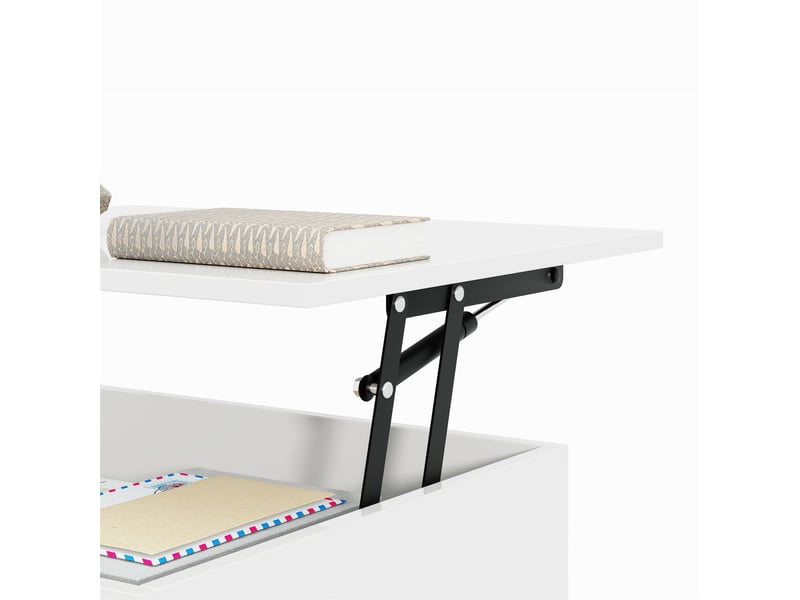  Table basse relevable avec led et rangements pour salon en panneaux de particules 100×50×3347,5 cm blanche  - Conforama D