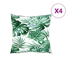 Lot de 4 coussins de canapé, coussins décoratifs motif de feuilles 50x50 cm tissu cf59239