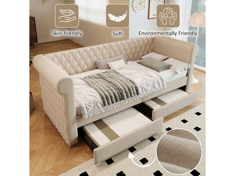 Lit coffre double 90x200 cm - avec led - matelas inclus - usb type-c - gris - Conforama B