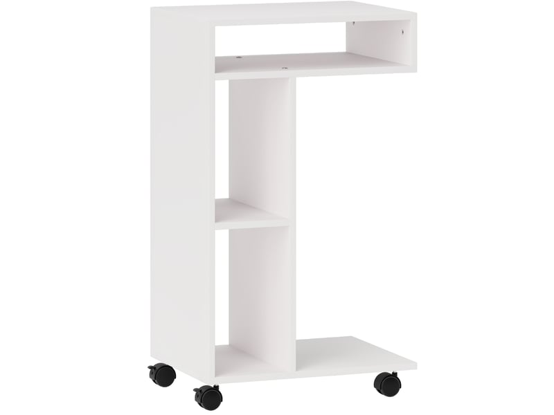  Table d’appoint en c avec 4 étagères et roulettes avec freins pour le salon ou la chambre blanche 40 × 30 × 69 cm  - Conforama A
