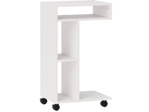 Table d’appoint en c avec 4 étagères et roulettes avec freins pour le salon ou la chambre blanche 40 × 30 × 69 cm