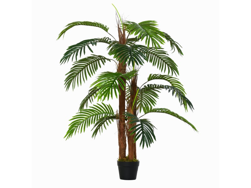  Palmier artificiel hauteur 1,2 m arbre artificiel tronc branches lichen feuilles grand réalisme pot inclus  - Conforama B