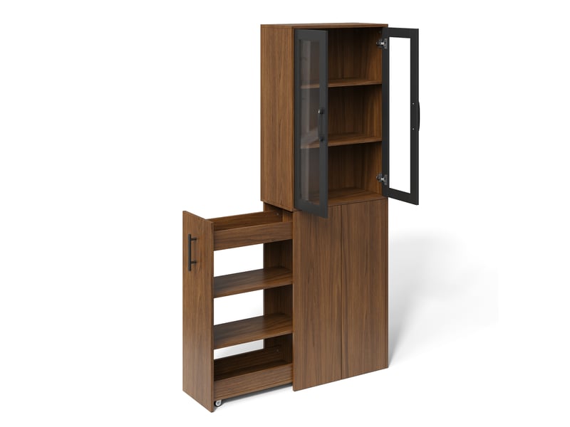  Colonne de cuisine 2 portes en verre et chariot coulissant 60x30x180 cm N635P48850809N - Conforama B