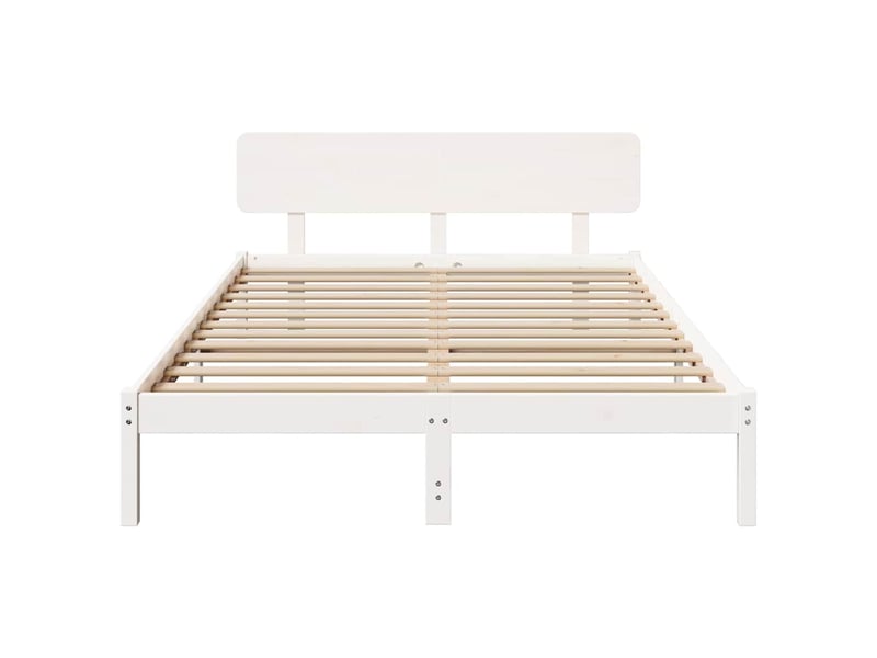 Lit double- lit adulte - cadre de lit avec tête de lit blanc 160 x 200 cm pin massif - Conforama D