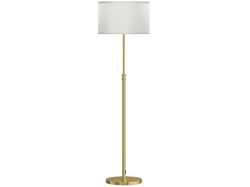 Lampe de pied avec télécommande, réglable en hauteur, abat-jour tissu, pied métallique, lumière ajustable, interrupteur au pied, couleur or  - Conforama A