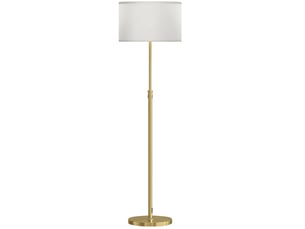 Lampe de pied avec télécommande, réglable en hauteur, abat-jour tissu, pied métallique, lumière ajustable, interrupteur au pied, couleur or