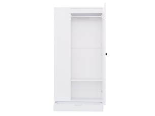 Armoire penderie 1 porte avec étagères et tiroirs blanc 70x40x170 cm