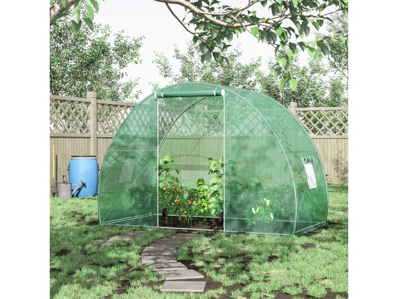 Serre tunnel jardin hivernage 4,5 m², 3lx1,5lx2h m, acier renforcé, porte zippée, 2 fenêtres enroulables, vert.  - Conforama D
