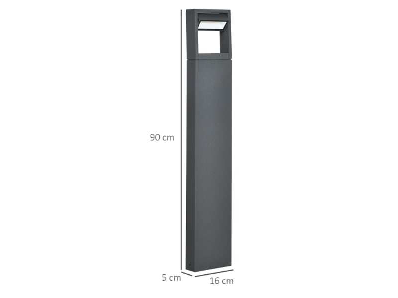  Borne de jardin led blanc chaud, aluminium gris foncé, angle réglable, ip65, étanche extérieur  - Conforama E
