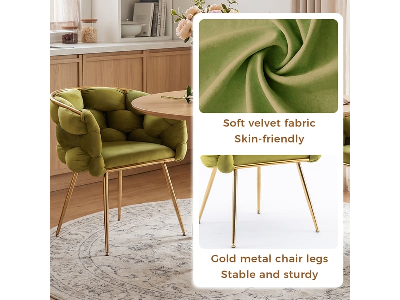 Lot de 2 fauteuils,73x56x75 cm,avec pieds métal doré,velours,olive - Conforama D