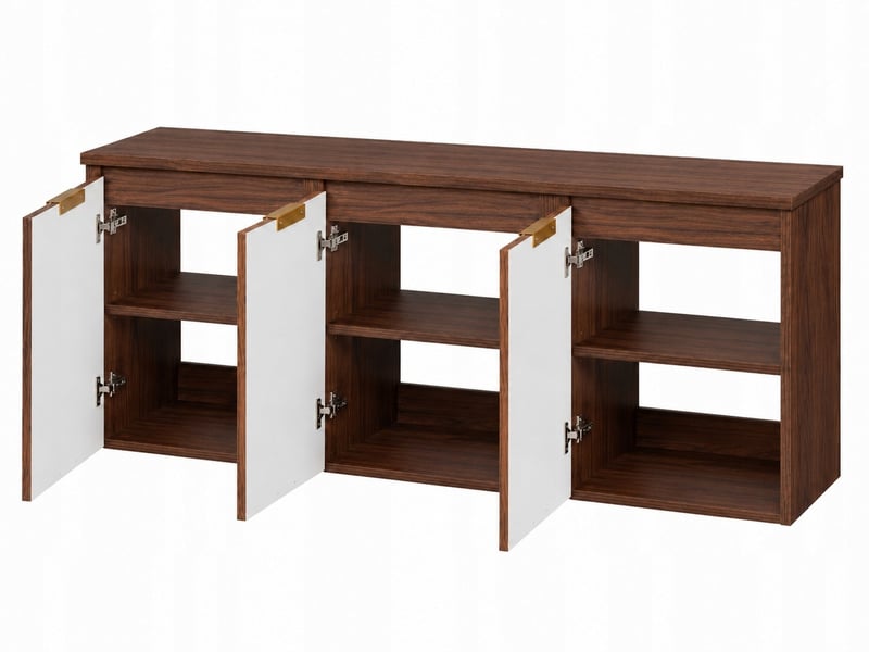  Ensemble de meubles bas flow noyer foncé 120 cm 3 portes avec plan  - Conforama E