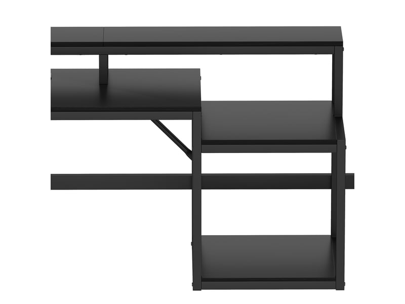  Lit mezzanine 200x90 cm en métal, lit simple avec bureau, escalier avec rangement, usb et led, sans matelas, noir  - Conforama E