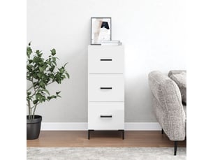 Buffet - bahut - meuble de rangement blanc brillant 34,5x34x90 cm bois d'ingénierie
