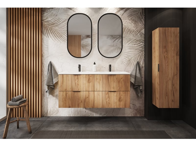  Meuble bas de salle de bain à suspendre avec une porte flow chêne 40 cm  - Conforama W