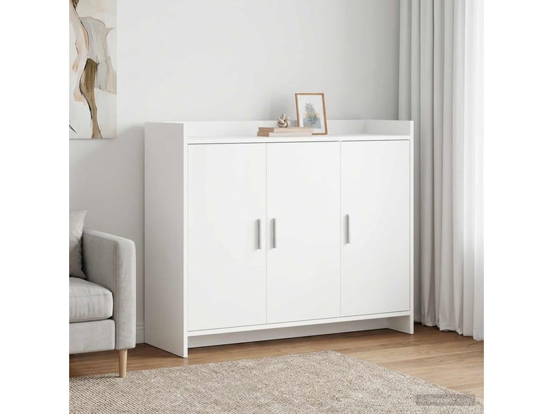 Buffet - bahut - meuble de rangement blanc 98,5 x 33 x 80 cm bois d'ingénierie  - Conforama B