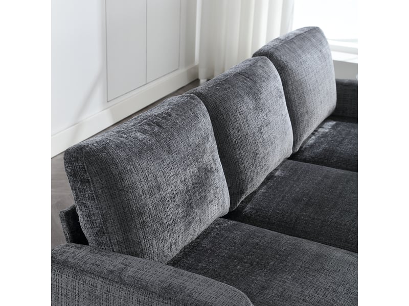  Canapé droit en velours gris, 4 places, 106 cm, porte-gobelet intégré W2845S00120 - Conforama D