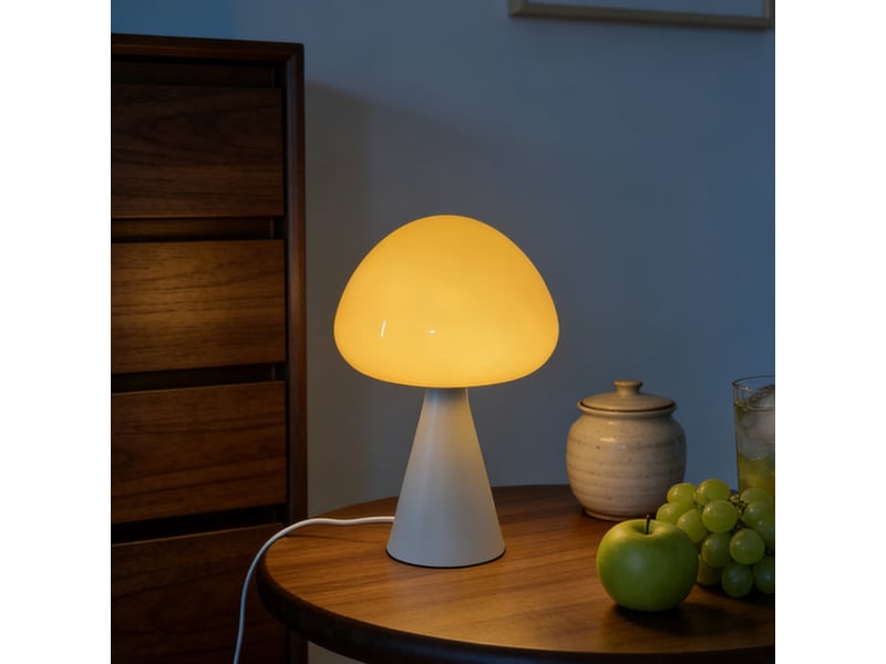  Lampe de table champignon style français – ambiance lumineuse, déco pour bureau et chevet-jaune  - Conforama C
