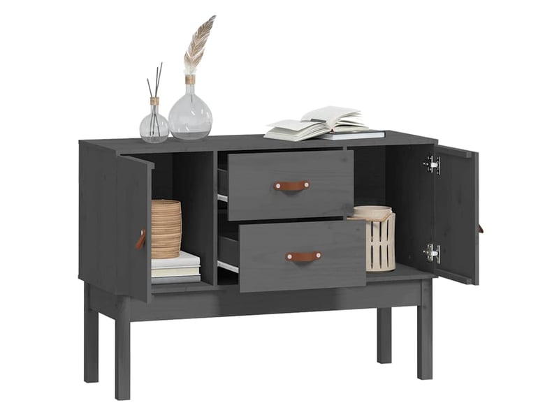  Buffet - bahut - meuble de rangement gris 110x40x78 cm bois massif de pin  - Conforama D