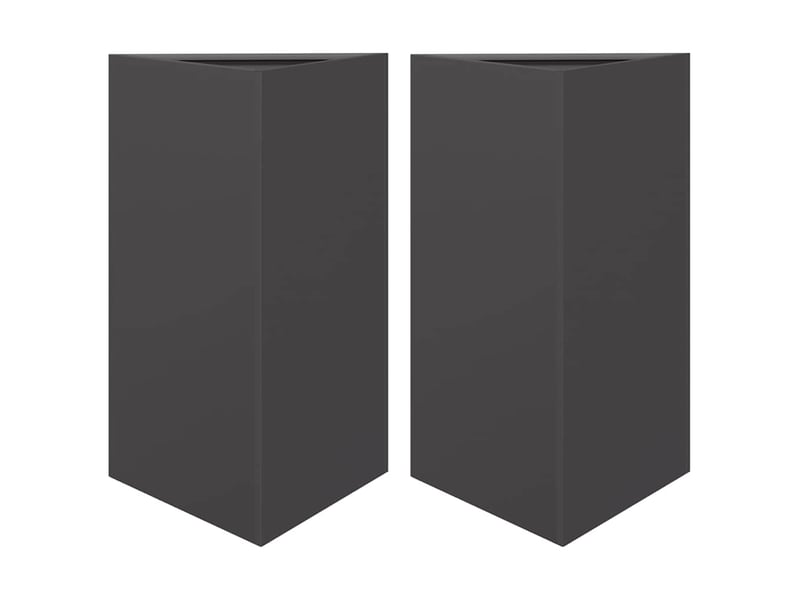  Jardinière - bac à fleurss 2 pcs noir triangulaire 50x43x75 cm acier  - Conforama A