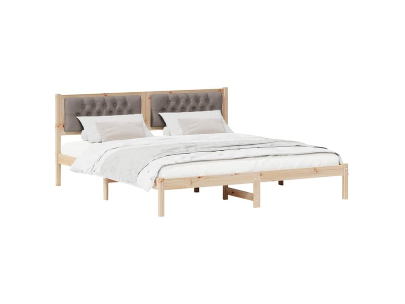  Lit double- lit adulte -  cadre de lit avec tête de lit taupe 160 x 200 cm pin massif  - Conforama B